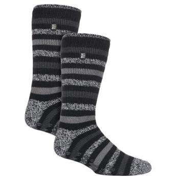 Men’s Dual Pair Charcoal Winter Heat‑Holding Crew Slippers – 6‑11 Size