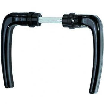 Poignée de porte en aluminium noir pour grillage, espacement 50 mm, longueur 115 mm