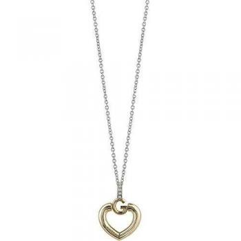Ladies Guess Two-tone Steel/Gold Plate Gisele Bold G Heart Necklace
