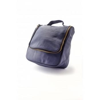 Neceser de Cuero Azul Marino con Colgador Epsilon