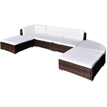 Conjunto de Muebles de Jardín 6 Piezas Ratán Sintético Marrón