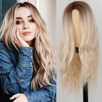Long Ombre Women's Wig with Side Part in Synthetic Hair