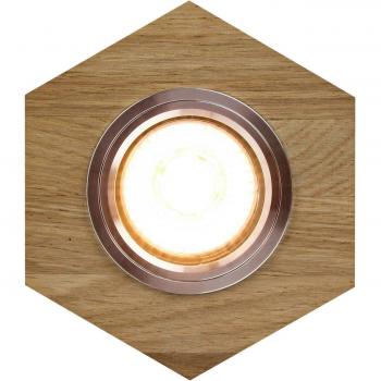 Hexagonal Oak Recessed Spotlight, Sirion, GU10