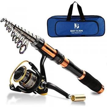 BNTTEAM 2.4M Spinning Fishing Rod with 13BB Fising Reel and Fishing Bag