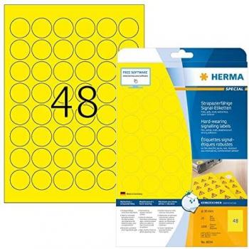 HERMA Signal-Etiketten 30 mm rund gelb stark haftend Folie matt wetter