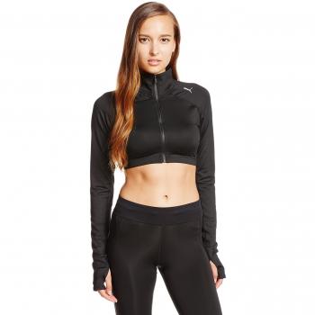 Puma All Eyes On Me Damenjacke, schwarze Cropped Variante, Größe L