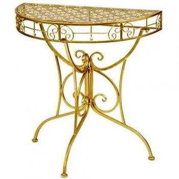 Half Round Vintage Gold Metal Console Table 72x36x74 cm