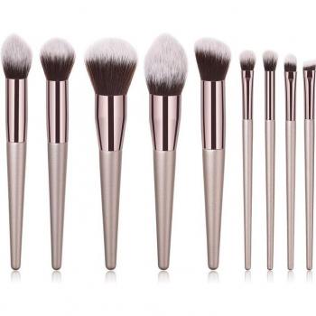 10pcs Champagne Makeup Brushes for Blending