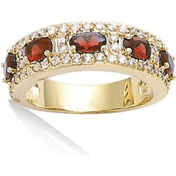 Anillo Sissi 7 mm con Granate Rojo