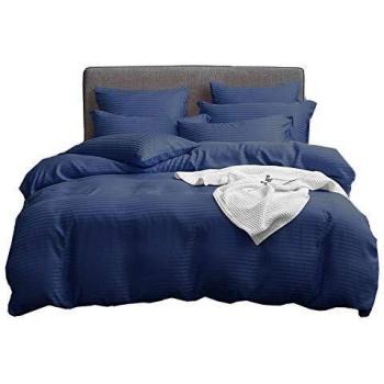 UMI Essentials Classic Satin Striped Duvet Cover Set in 6 Sizes