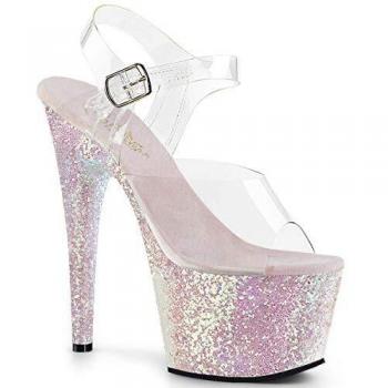 Pleaser Adore 708lg Offene Damen-Sandale – Klar/Aqua Glitter, EU 40