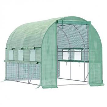 Serre Jardin Outsunny 6m² – 6 ouvertures, porte coulissante – Acier galvanisé + PE vert
