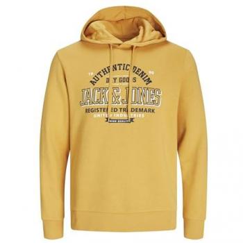 Felpa cappuccio Jack & Jones Logo, 2 colori, Oro Miele, L