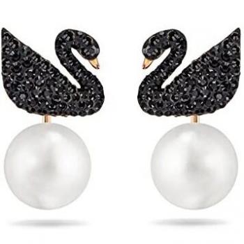 Pendientes Oro Black Swan con Perla