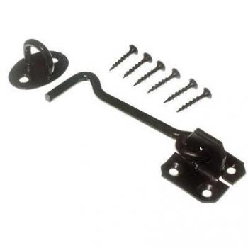 Black Japanned Cabin Hook and Eye 100MM with Screws
