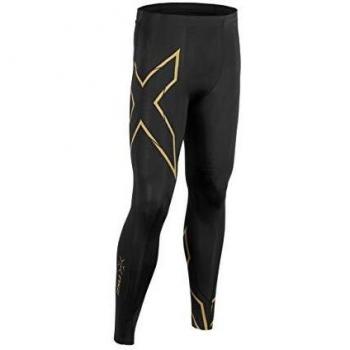 2XU Light Speed Compression Tights, Size S, Black/Gold Reflective, Male