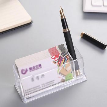 Clear Business Card Shelf with Integrated Pen Slot
