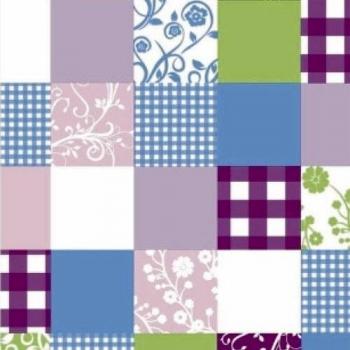 Mantel Impermeable Hule Rollo 140 cm x 20 Metros Cuadros Violetas