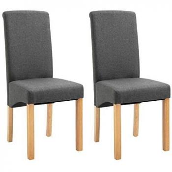 VidaXL Grey Fabric Dining Chair Pair
