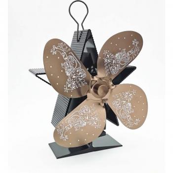 Navidad Negro Chimenea 4 Hoja: Estufa Ventilada y Calor Eco-Amigable