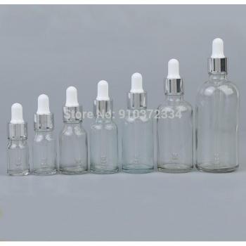Flacon rond en verre pour huile, lot de 10, avec compte-gouttes en verre