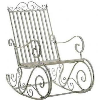 CLP Sedia a Dondolo Smilla in Ferro, Stile Rustico Nostalgico, Colore Antico Bianco