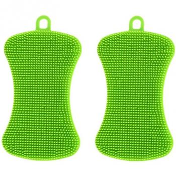 Cepillo de limpieza 2 uds, esponja de silicona antibacteriana para cocina