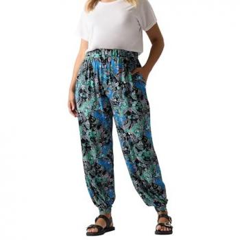 Women's Blue Paisley Harem Jeans – Size 16