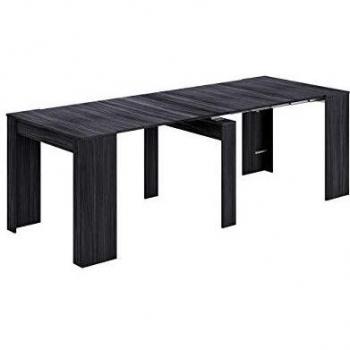 Mesa de Comedor, Consola, Mesa Extensible, Mesa para Salon recibidor o Cocina, Acabado en Gris