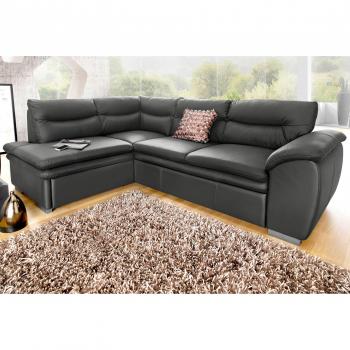 COTTA Ecksofa Leandra L-Form, grau, Kunstleder Softlux