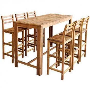 Bar Table and Chair Set 3 Pieces vidaXL Solid Acacia Wood