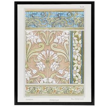 Green Verneuil Daffodil Nouveau Wall Art – 12x16 Framed Canvas by Artery8