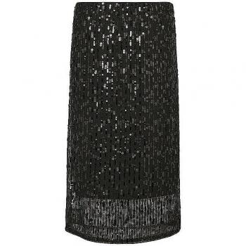 Comma Schwarz Pailletten Midi-Rock Damen 38