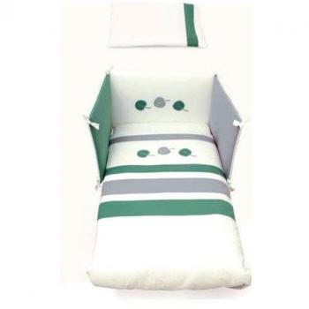 Piumone lettino Pali Astrid 0687 set 3 pezzi Bianco, Verde e Grigio