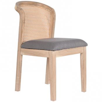 Silla de Comedor DKD Home Decor en Abeto y Poliéster Gris (46 x 61 x 86 cm)
