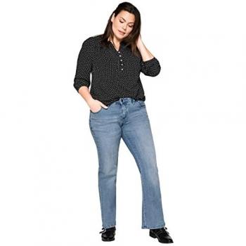 Sheego Bootcut-Jeans 5-Pocket Used-Effekte Große Größen Gr. 100 Light Blue Denim