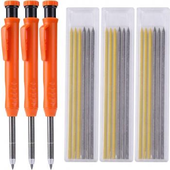 3pcs Carpenter Pencils with 18 Refills Mechanical Marking Tool