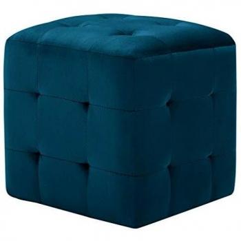 Blue Fabric Nightstands, 2-Pack, 30x30x30 cm