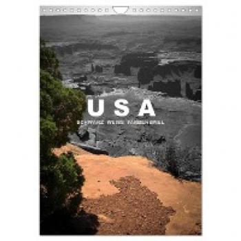 Wandkalender 2024 USA Schwarz Weiß Farbenspiel