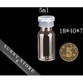 Packs de 10 Frascos de Prueba 5 ml, 18×40×7 mm, con Tapón Goma Butilo
