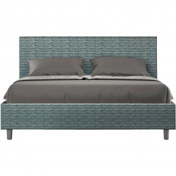 Cama Contenedor Doble Tapizada 160x200 Adele Azul