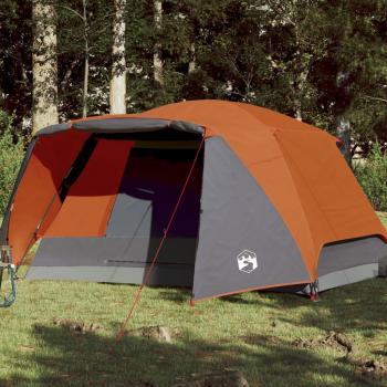 Grey and Orange 6-Person Family Tent with Porch Waterproof