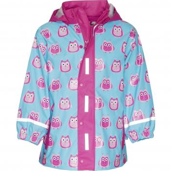 Chaqueta de lluvia búhos azul y rosa para niñas talla 98