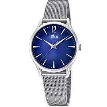 Reloj Lotus Mujer 18408/3 Analógico Acero Inoxidable Plateado Dial Azul Malla Milanesa
