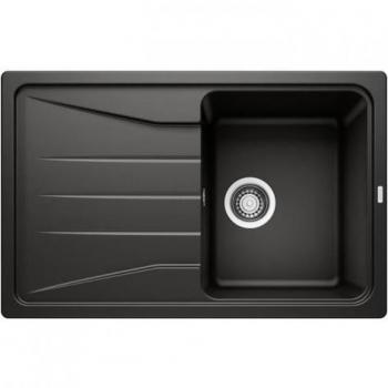Évier cuisine Silgranit noir 78 x 50 cm encastrable 1 cuve égouttoir réversible BLANCO SONA 45S vidage manuel siphon