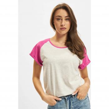Urban Classics Damen Kontrast Raglan Tee T-Shirt in Grau-Weinrot