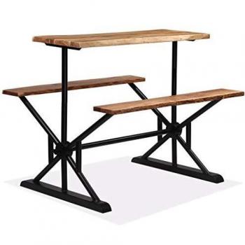 VidaXL Akazien-Barmöbel: Bartisch + Bänke – 120 x 50 x 107 cm