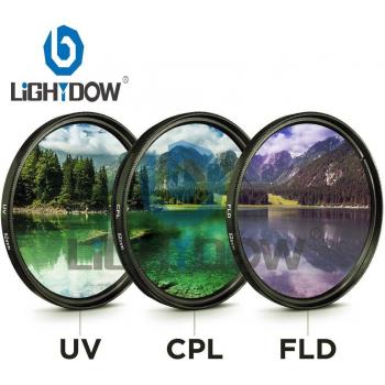 58MM 3-in-1 Lens Filter Set (UV + CPL + FLD) for Canon, Nikon, Sony, Pentax Cameras