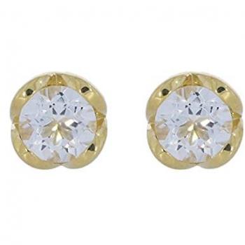 Xen ONE‑Ohrstecker 375 Gelbgold – Weisstopas Design