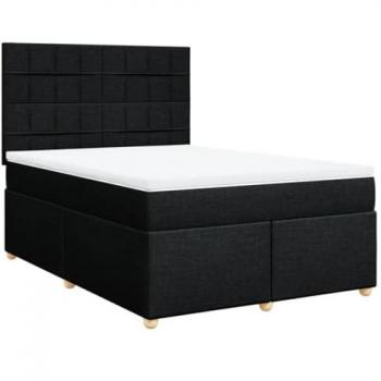 Giroletto a Molle con Materasso Nero 140x200 cm in Tessuto